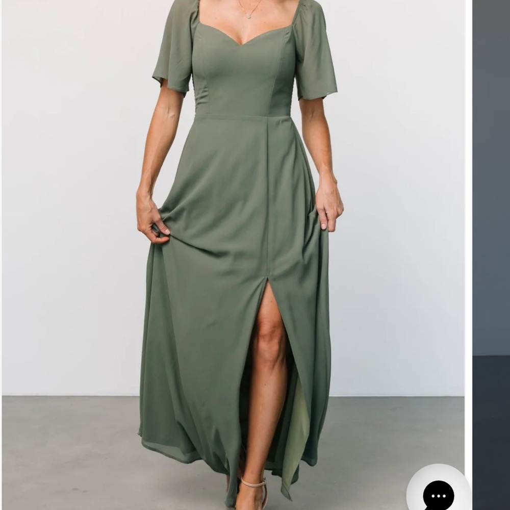 Baltic Born Olive Green Maxi Dress with Sweetheart Neckline